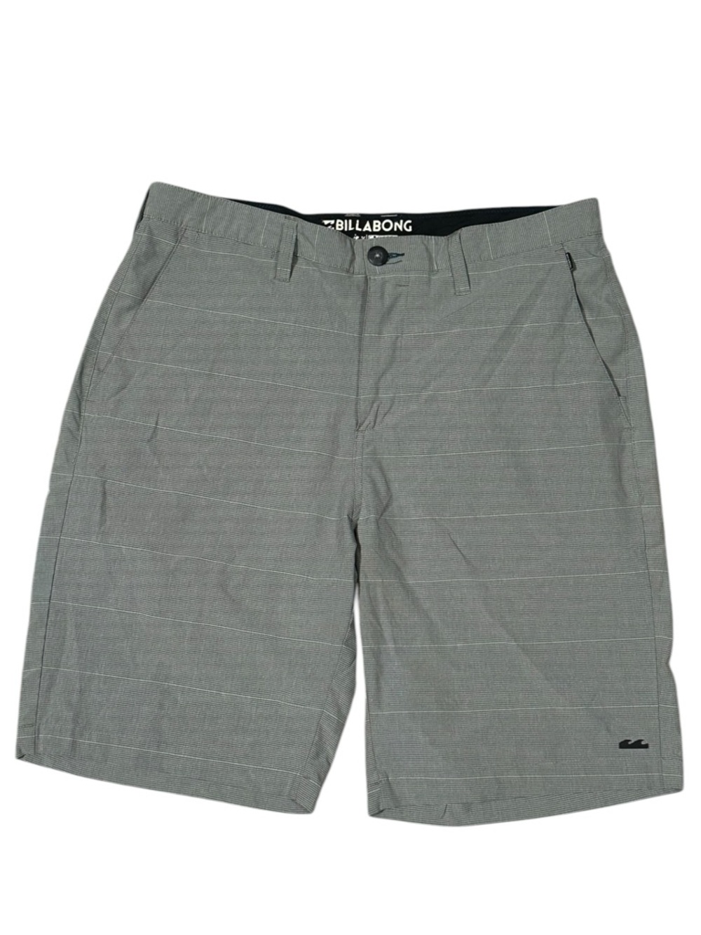 Billabong Men’s Hybrid Shorts Striped Green Logo Pockets 34in